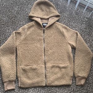 Tan Sherpa Full Zip Hoodie